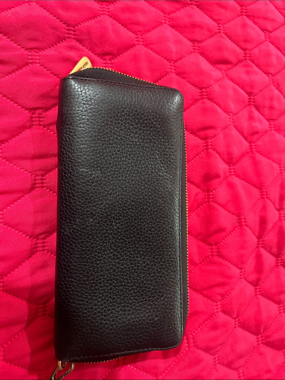 Michael Kors Black Pebbled Leather Zip-Around Wristlet Wallet with Gold Plaque - Picture 8 of 8